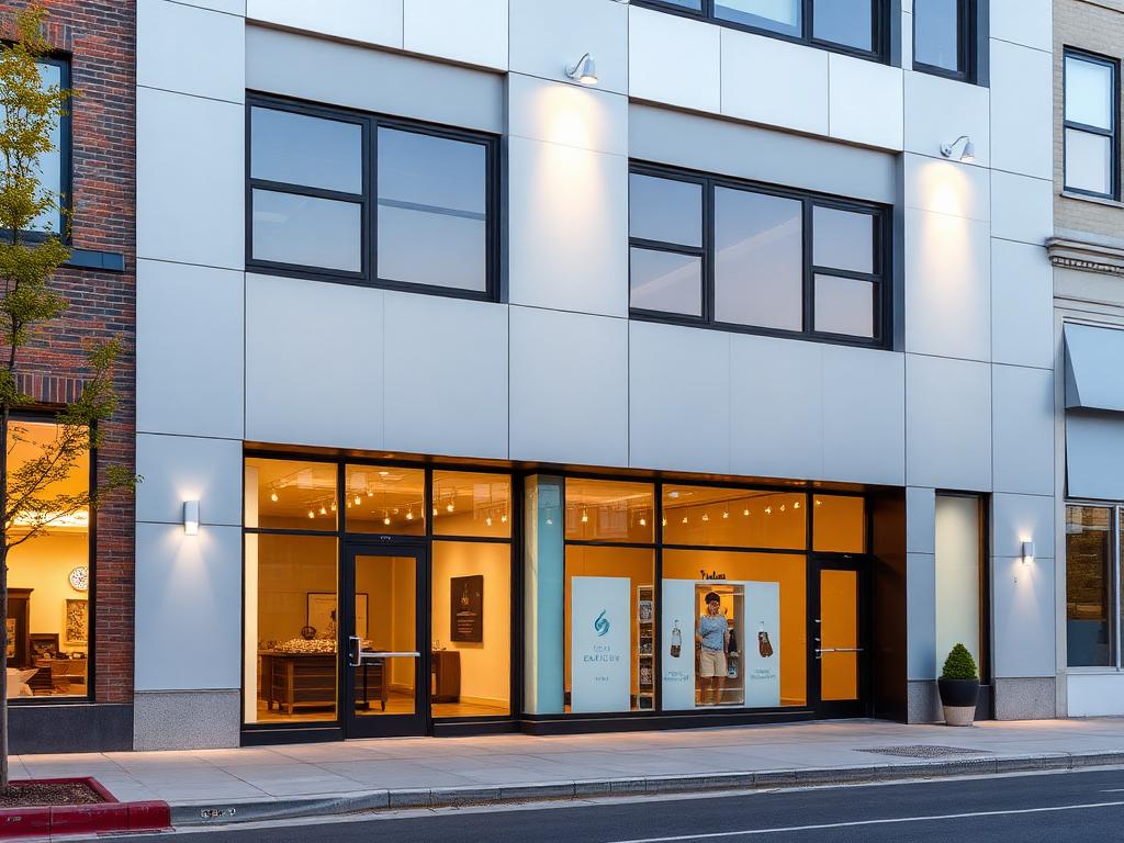 Façade de bâtiment commercial modernisée